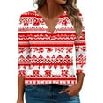 thumbnail image 2 of Craaazy Women's Casual Christmas Shirts V-Neck 3/4 Sleeve Fashion Tops Gifts, 2 of 5