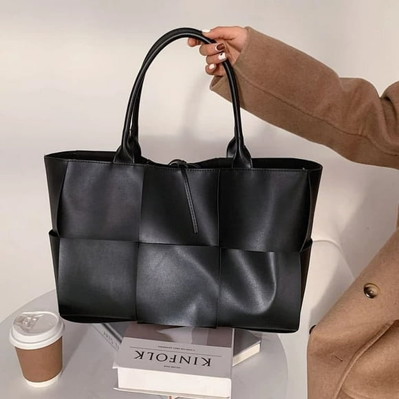 LHSHID Fashion PU Leather Women's Designer Handbag and Purses High Quality Large Weave Tote Shoulder Bag High Capacity Crossbody Bags