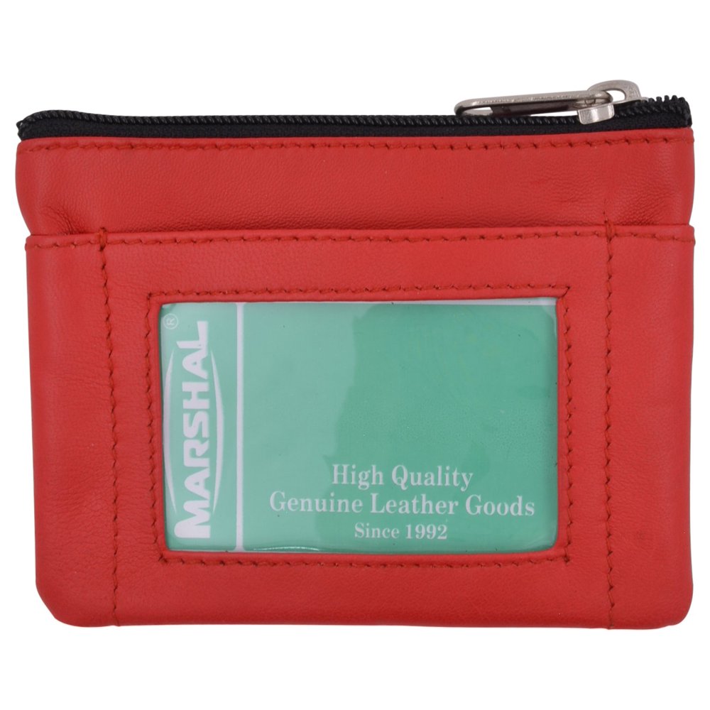 Marshal Wallet Genuine Leather Coin Change Purse With Front ID Window