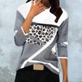 thumbnail image 2 of Pompotops Blouse T-shirt à Manches Longues Patchwork Col Rond Imprimé Décontracté pour Femmes, 2 of 7