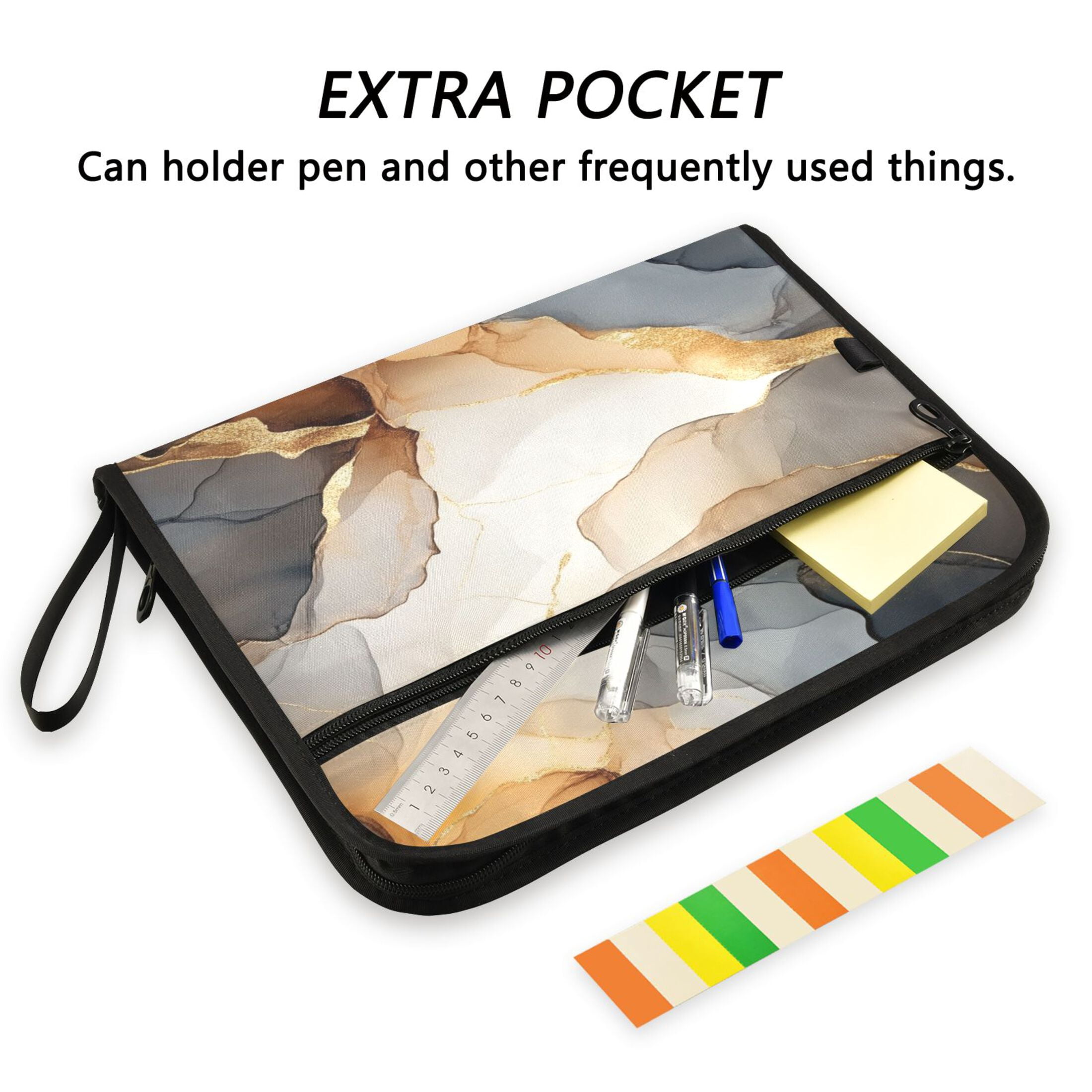 WOBOGO Brown Petal Texture Expanding File Folder Letter Size Accordion Filing Organizer 13 Pocket Separate Organ Pocket