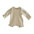 thumbnail image 3 of LYHaoo Baby Girls Boys Solid Lace Knit Autumn Long Sleeve Romper Jumpsuit Clothes Boys Jumpsuit Romper 12-18 Months Beige(Toddler), 3 of 6