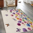 thumbnail image 2 of Area Rugs for Living Room Bedroom, Vintage Flowers 4'x6' Rug Washable Carpet Runner Indoor Outdoor, Watercolor Butterfly Dragonfly Daisy Beige Non Slip Accent Floor Mats Rug for Kitchen, Office, 2 of 8