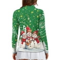 thumbnail image 2 of Yuyamidu Snowman Golf Shirts for Women Collared Tennis Shirt Green Christmas Long Sleeve Golf Top Outfits with 1/4 Zipper, Size S, 2 of 8