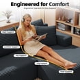 thumbnail image 3 of AENKYO 96” Cloud Modular Sectional Sofa with L-Shape Chaise, Deep Seat Corduroy Upholstered Couch, No Assembly Required, Dark Gray, 3 of 8