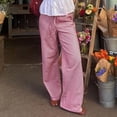 thumbnail image 2 of Bibifish Womens Pants Blue White Thin Stripe Print Soft Fabric Drawstring Waist Wide-Leg Fit Casual Daily Errands Vacation Wear Light Comfortable Pants, 2 of 4