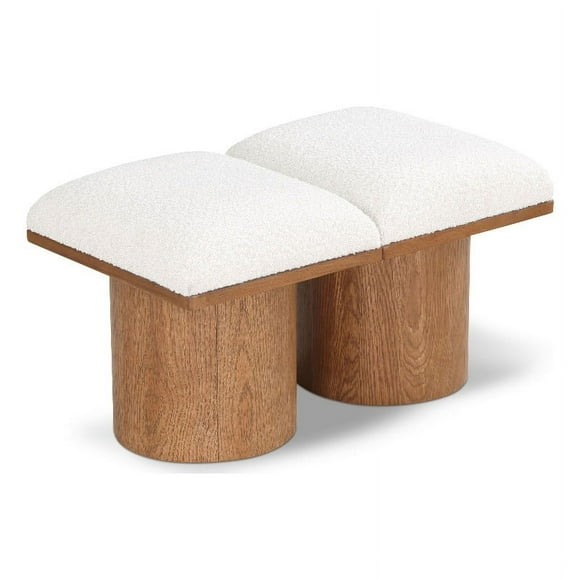 Meridian Furniture Pavilion Cream Boucle Fabric Bench