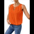 thumbnail image 3 of Chaleco de Moda con Cuello Redondo y Botones, Color Liso, Naranja, Talla M, 3 of 6