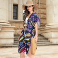 thumbnail image 4 of Hamburger Sandwich Fruit Women Swimsuit Cover up V Neck Beach Dress Short Sleeve Vacation Outfits Swimwear, 4 of 7