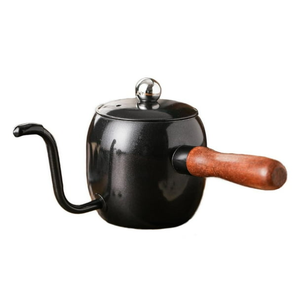 Cafetera de goteo, tetera de cuello de cisne con boquilla de acero inoxidable, cafetera para estufa Negro