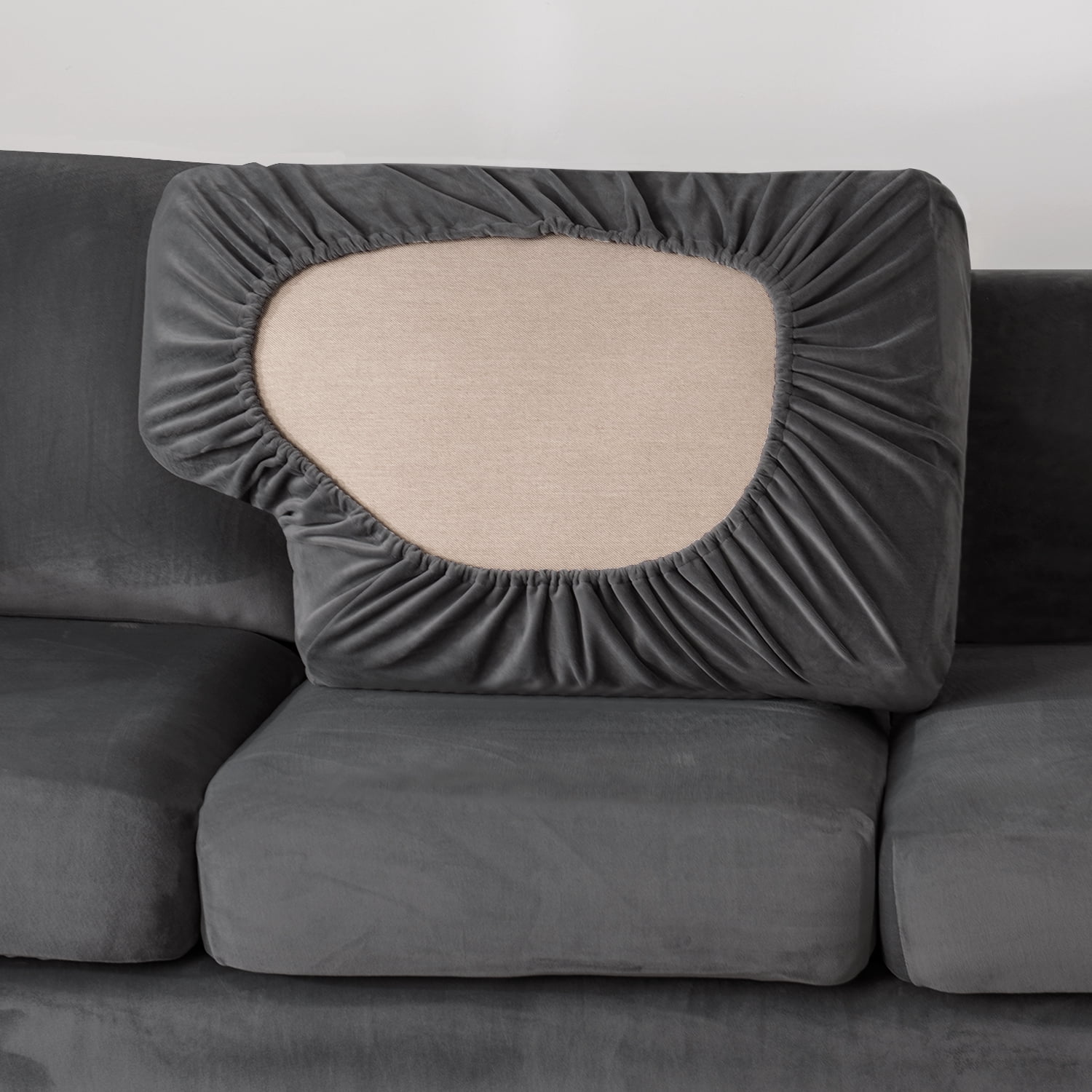 CJC Armchair Sofa Cover for 1-Seater, 3-Piece Velvet Couch Slipcover with Separate Backrest and Cushion Cover, 9 Colors