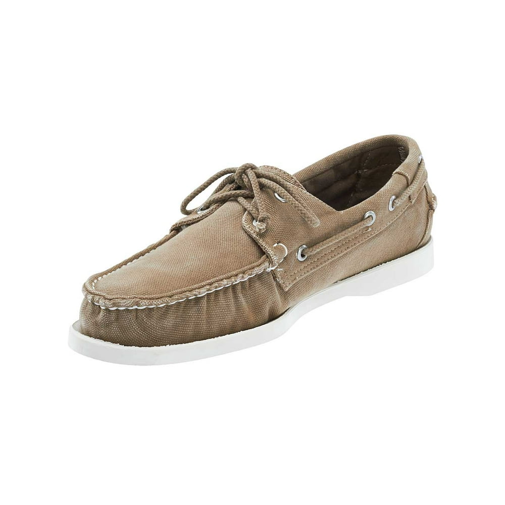 Sebago Sebago Mens Docksides Canvas Boat Shoes in Dark Taupe