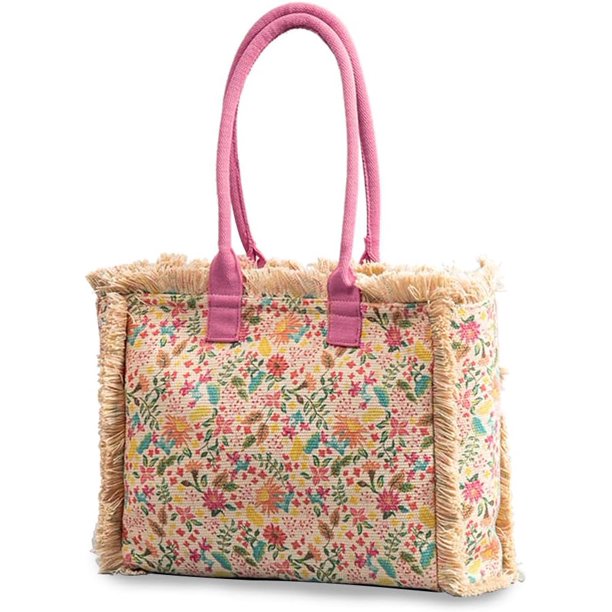 LHSHID Women Canvas Handbag Ethnic Style Tote Bag Retro Shoulder Bag with Tassels Summer Beach Bag Bohemian Top Handle Bag