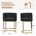 thumbnail image 2 of Magshion Modern Cotton-linen Dining Chairs Set of 2 with Metal Legs, 24.5" Seat Height Barrel Kitchen Chairs for Living Room Dining Room, Black, 2 of 7