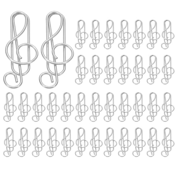 Uxcell 100Pcs Music Note Shape Cute Paper Clip for Fun Office Supplies, Silver