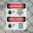 thumbnail image 4 of Electrical Hazard Authorized Only Bilingual OSHA Danger Aluminum Sign 10 Inch x 7 Inch - 10 Pack, 4 of 8