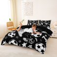 thumbnail image 3 of Erosebridal Kids Football Shoes Duvet Cover Set,Cartoon Soccer Pattern Bedding Full For Kids,Reversible Black 3pcs,No Comforter, 3 of 6