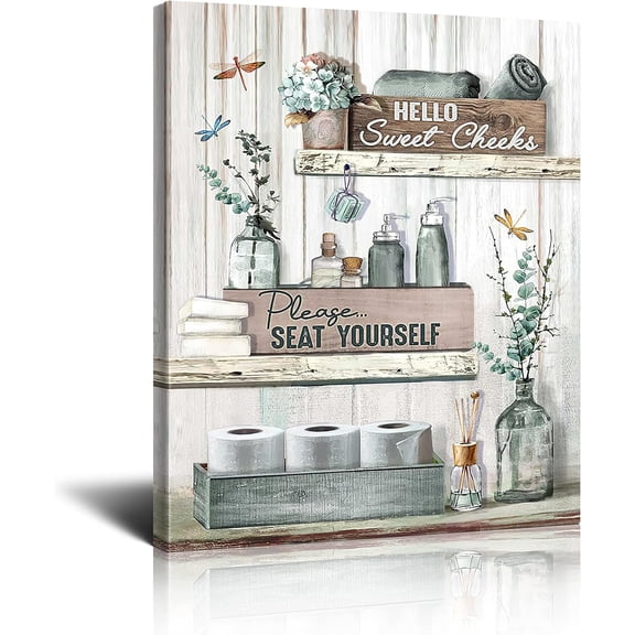 Bathroom Decor Canvas Wall Art Rustic Bathroom Sign Please Seat Yourself Print Paintings Earl Grey Bathroom Pictures Modern Home Artwork Decor For Bathroom Framed Ready To Hang 12x16 Inch