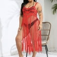 thumbnail image 2 of Danhjin Tassel Swimsuit Coverups for Women Casual Tank Dress Hollow out Beachwear Lightweitght Summer Bikinis Beach Sun Bathing Swiming Vacation Sleeveless Crochet Cover up, 2 of 5