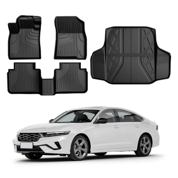 DIKSOAKR Fit for Honda Accord 2023-2026 All Weather Floor Mats and Cargo Liner (Include Hybrid) Custom Fit TPE Rubber Floor Liner 1st & 2nd Row &Trunk Mat Full Set Car Floor Mats