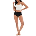 thumbnail image 2 of INSPIRE CHIC Women's High-Waisted Full-Coverage Underwear Wave Trim No Trace Briefs XS Black, 2 of 4
