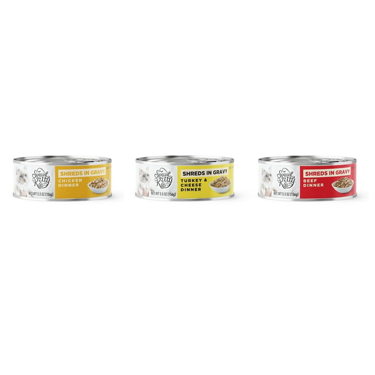 Special Kitty Poultry & Beef Cuts in Gravy Wet Cat Food Variety Pack, 5.5 oz Cans (40 Pack)