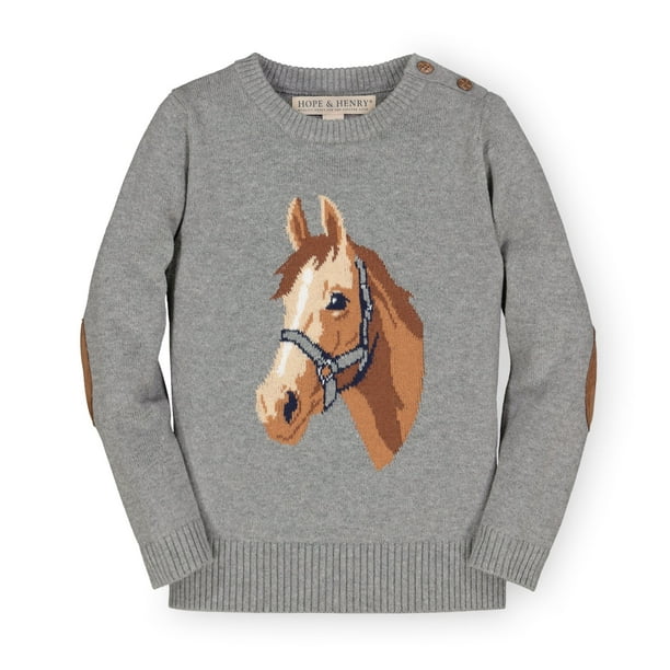 Hope & Henry - Hope & Henry Girls' Long Sleeve Intarsia Horse Sweater ...