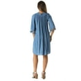 thumbnail image 3 of Riviera Sun Embroidered Casual Dress with Smocking Top (Denim / White, Medium), 3 of 4