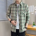thumbnail image 2 of Camisa y blusa para hombre, manga larga, para hombre, con bolsillo, a cuadros, marca barata, botones, ropa de lujo original, estética social, cuello, 2 of 5