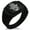 Black, variant on Stainless Steel Crescent Hamsa Hand of Fatima CZ Ribbed Needle Stripe Pattern Biker Style Polished Ring