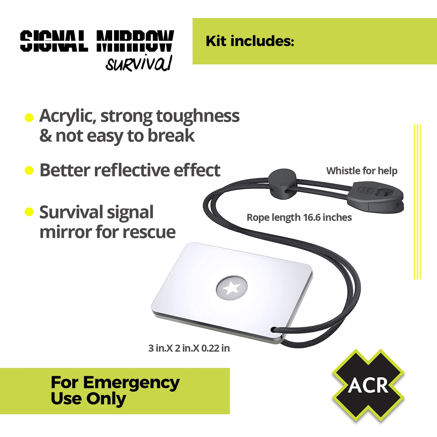 ACR Electronics Resqlink 400 Survival Kit | Personal Locator Beacon | C-Strobe H2O Rescue Light | Daytime Signal Mirror & USCG Whistle | Rapid Ditch Dry Bag Included