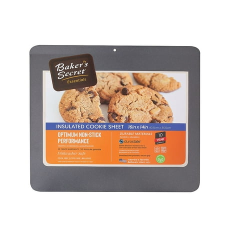

Baker s Secret Non-stick Insulated Cookie Sheet 16.5 x14.4 Dark Grey Essentials Line Carbon Steel