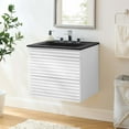 thumbnail image 2 of Wall Mount Sink Vanity Cabinet, White Black, Wood, Mid Century Hotel Bedroom Bathroom, Modern Contemporary HB33655, 2 of 9