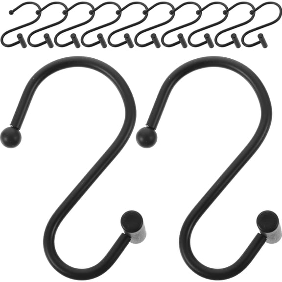 DINHEAROM 12-Pack Iron Shower Hooks for Bathroom Towels, Curtain Rods, and Accessories, Rust-Resistant and Easy to Install