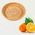 thumbnail image 4 of Wicker Woven Round Snack Fruit Bowl Rattan Food be slightly different due Tray Organizer 22x4cm, 4 of 8