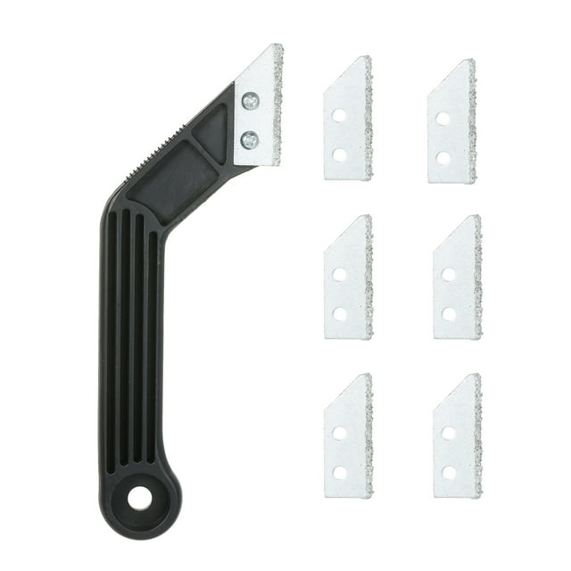 Tignapoo Heavy-Duty Tile Grout Scraper with Tungsten Carbide Blade - Includes 5 Replacement Blades, Ideal for Ceramic Tile Cleaning and Grouting, Available in Two Sizes: 8in and 5.7in