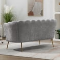thumbnail image 4 of 59"W Mid-century Modern Tufted Loveseat Upholstered Sofa Grey/Chenille, 4 of 5