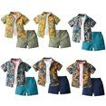 thumbnail image 3 of WOLLED 9M-5Y Baby Boys Hawaiian Shirt and Shorts Set for Infant Newborn 3PCS Summer Short Sleeve Button down Shirts Shorts Outfit, 3 of 11