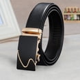 thumbnail image 3 of Kripyery Men Autumatic Belt Business Formal Belt Smooth Faux Leather Alloy Buckle Anti-break Great Durability Anti-slip Men Meeting Commute Suit Pants Belt, 3 of 8