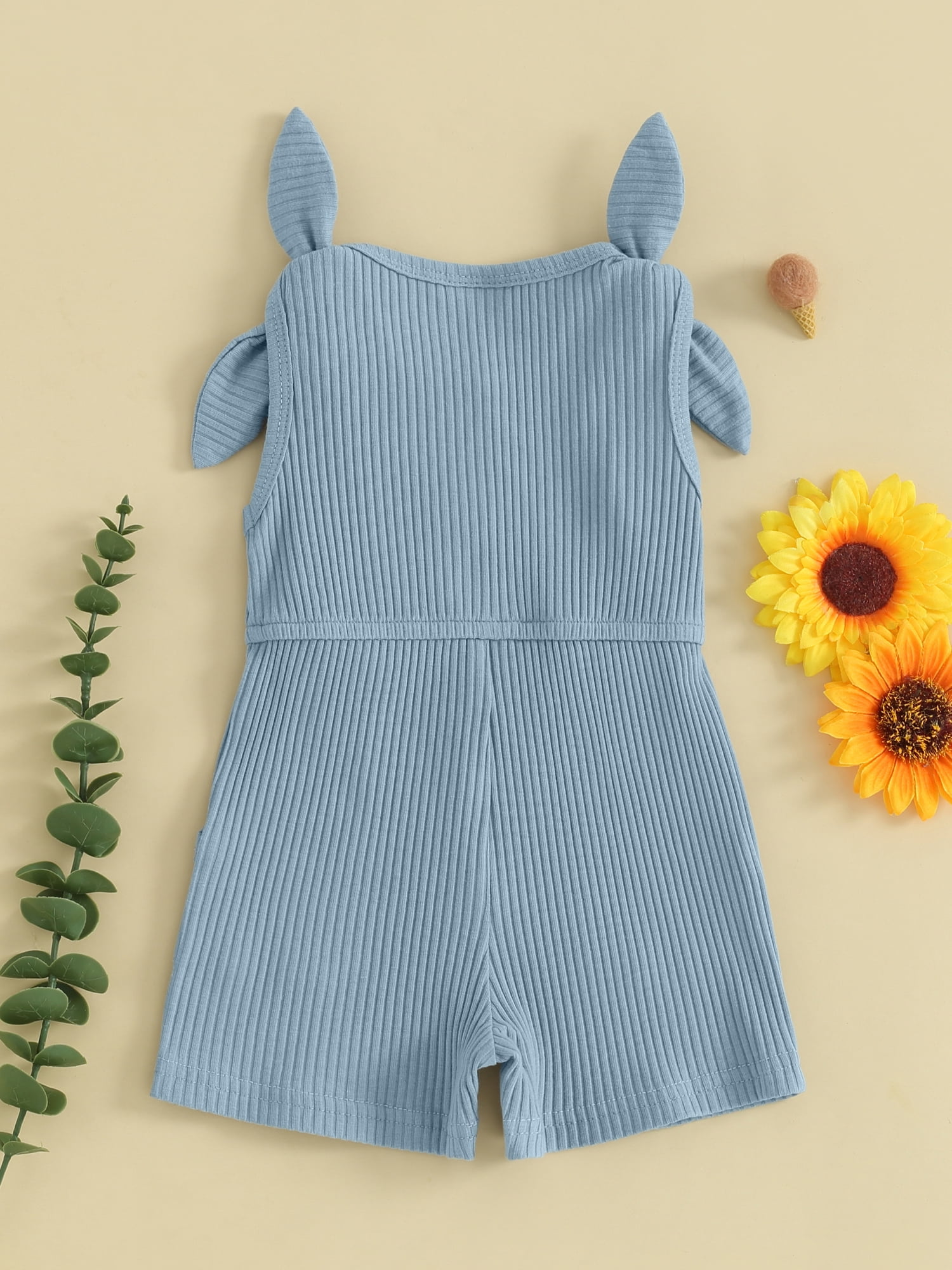 Jxzom Toddler Baby Girl Sleeveless Jumpsuit Solid Ribbed Knitted