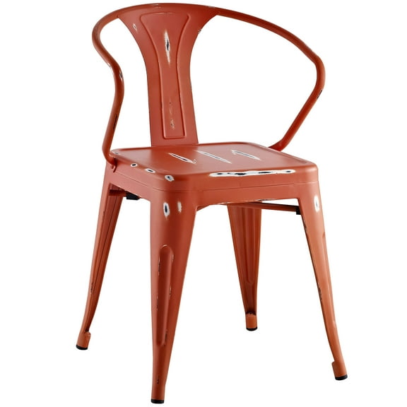 Side Dining Chair, Red, Metal, Kitchen Cafe Bistro Hospitality Restaurant, Modern Contemporary HB32812