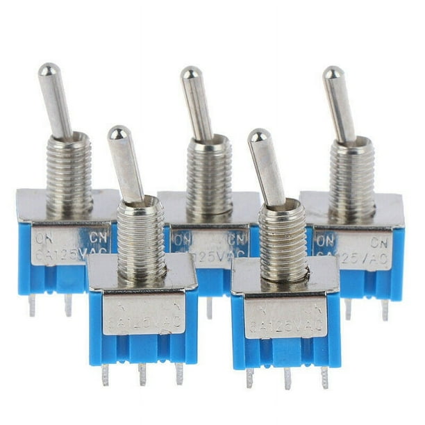 5 uds AC 125V 6A amperios encendido/encendido 6 terminales 2 posiciones interruptor de palanca DPDT-1 normalmente cerrado + 1 normalmente abierto