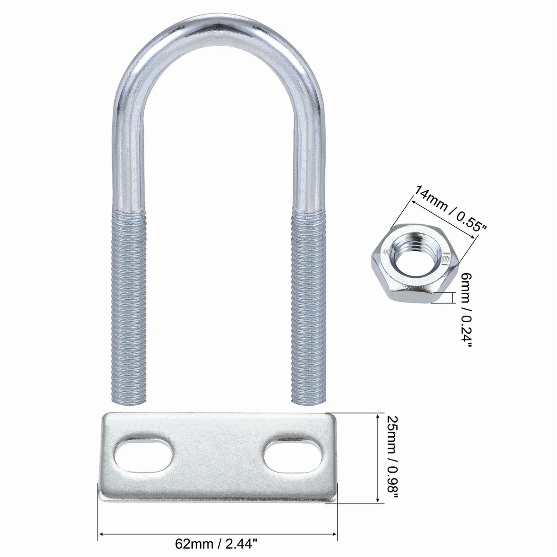 CIRCLE- Round U-Bolt 31Mm Inner Width 90Mm Length Steel M8 With Nut Plate 4Pack