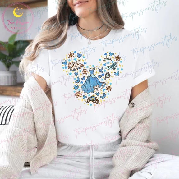 Cute Cinderella MK Heart Shirt for Women and Girls, Cinderella T-shirt, Long Sleeve, T-shirt, T-shirt E2019, F2649 All Size S-5Xl