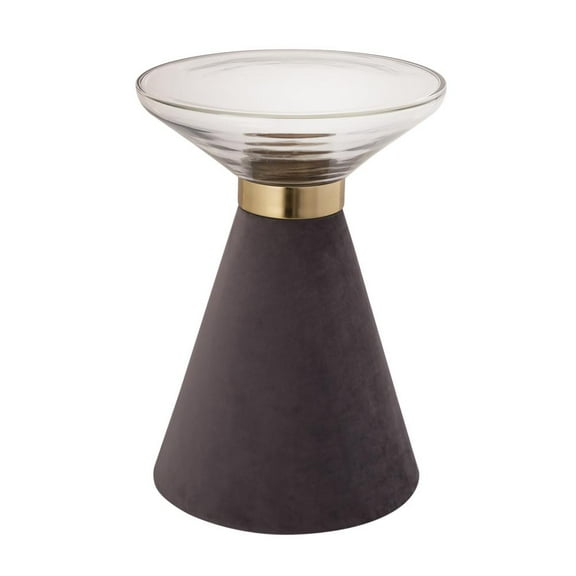 TOV Furniture Aurora Round Glass Top Side Table With Velvet Base