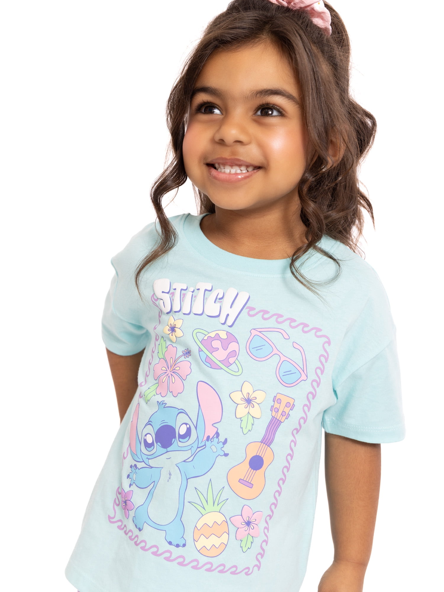 Stitch Toddler Girls Graphic Tee and Bike Shorts Set, 2-Piece, Sizes 12M-5T