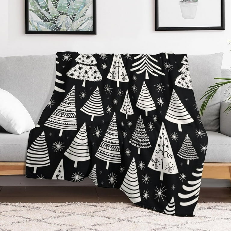 Black and white christmas blanket hotsell