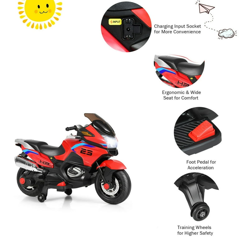 Gymax 12V Kids Electric Ride On Motorcycle with Training Wheels