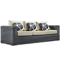 thumbnail image 3 of Modern Contemporary Urban Design Outdoor Patio Balcony Three PCS Sectional Sofa Set, Beige, Rattan, 3 of 6