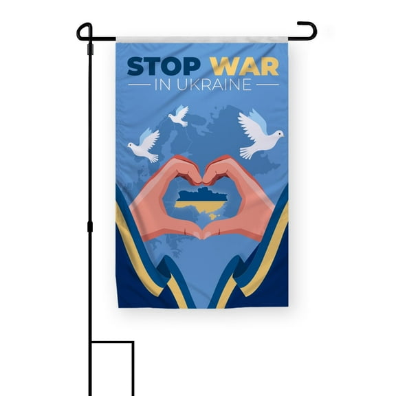 PromoPatriot 12x18in Stop War Ukraine Garden Flag – 200D Nylon, Double-Sided, No Pole